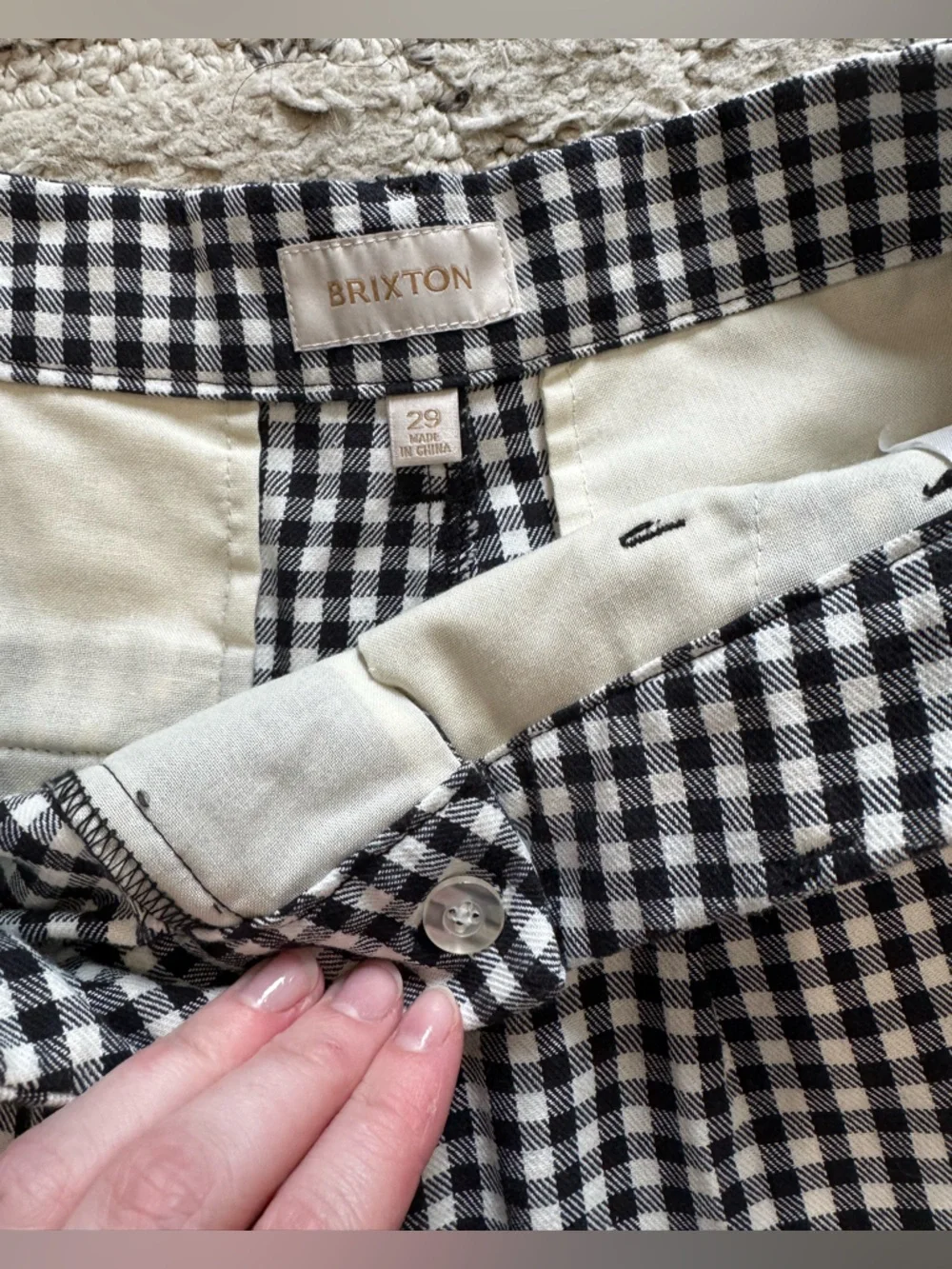 Brixton Black & White Gingham Thurston Pleated Trouser Shorts size 29 EUC - Picture 3 of 3